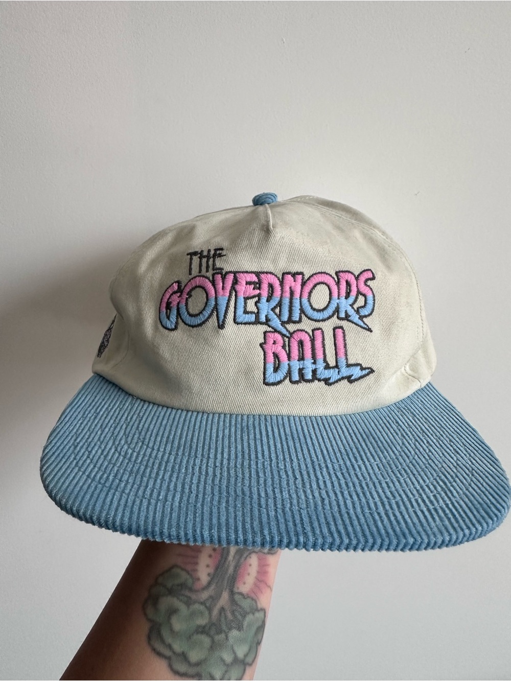 Kids Beige and Light Blue 'The Governors Ball' Embroidered Cap